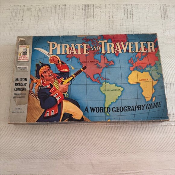Rare, Vintage 1953 Milton Bradley Pirate and Traveler Board Game #4563